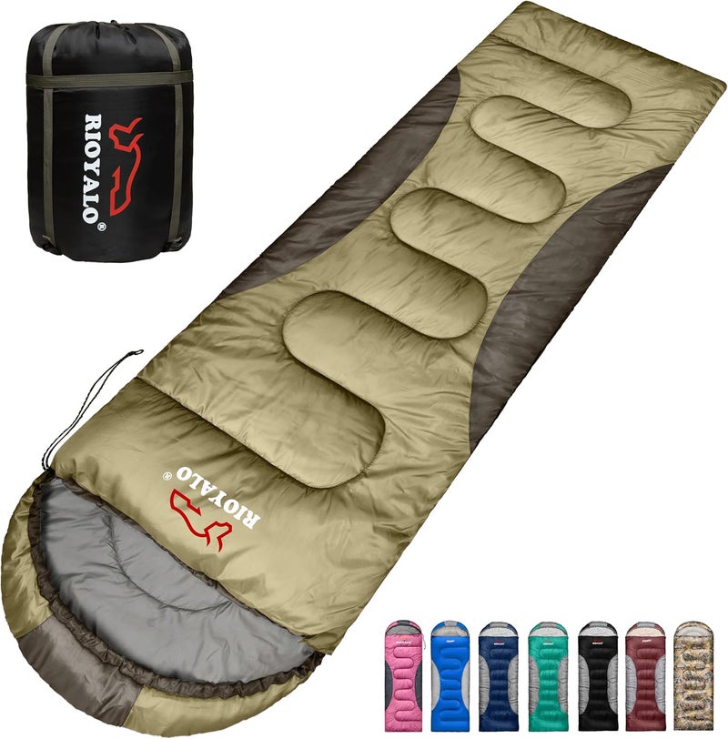 rioyalo 0 Degree Winter Sleeping Bags for Adults Camping (450GSM) - Temp Range (5F–32F) Portable Waterproof Compression Sack- Camping Sleeping Bags for Big and Tall in Env Hoodie: Backpacking Hiking 4 Season - Image 1